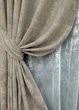 Комплект штор VR-Textil Жакард Мармур 100х270 2шт і Тюль 300х270 1208ш-1400т Бежево-сірий з білим 71-006/1 - зображення 4