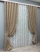 Комплект штор VR-Textil Жаккард Мрамор 100х270 2шт и Тюль 300х270 1207ш-1400т Капучино с белым 71-005/1 - изображение 2