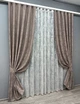Комплект штор VR-Textil Жакард Мармур 150х270 2шт і Тюль 400х270 1669ш-1400т Какао з білим 71-008/3 - зображення 2