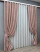 Комплект штор VR-Textil Лен Мрамор 150х270 2шт и Тюль 400х270 1716ш-1276т Пудровый с белым 71-012/3 - изображение 2