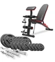 Набір Hop-Sport Strong 67 кг лавка HS-1035 штанга гантелі комплект для силових тренувань дому - зображення 1