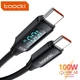Кабель 1м Toocki Type-C-Type-C PD 100W (20V/5A) LED дисплей швидка зарядка для смартфонів - зображення 2