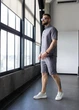 Чоловічий комплект із льону MonsterBrand 4XL (58) Графіт, сорочка та шорти - зображення 2