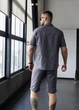 Чоловічий комплект із льону MonsterBrand 4XL (58) Графіт, сорочка та шорти - зображення 6
