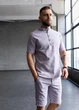 Мужской комплект из льна MonsterBrand M (48) Серый, рубашка и шорты - изображение 5