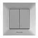 Выключатель двухклавишный с подсветкой Panasonic Arkedia Slim Серебро (WNTC0010-2SL) - изображение 1