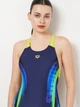 Купальник слитный женский Arena Breath Swimsuit V Back Lb 008330-760 38 Черный/Желтый/Зеленый/Синий (3468337422044) - изображение 3