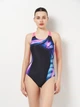 Купальник слитный женский Arena Dreamhline Swimsuit V Back 008328-500 38 Черный/Фиолетовый/Бирюзовый (3468337427957) - изображение 1