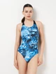 Купальник слитный женский Arena Blue Flowers Swimsuit V Back 009027-850 38 Синий/Черный (3468337506430) - изображение 1