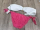 Купальник стиль Victorias Secret с брошкой белый лиф алые плавки на завязках M женский раздельный стильный (3280) - изображение 2