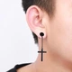 Серьга Spikes с крестиком в стиле панк черная - изображение 1