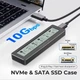 Зовнішня кишеня ShuoLe TP18-P USB 3.2 Gen2 Type C для M.2 NVMe/SATA SSD з екраном та охолодженням - зображення 5