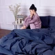 Простынь MirSon King Size 240x260 см 30-0020 Smoky Blue Satin Stripe (2200005255568) - изображение 6