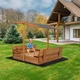 Дерев'яна пісочниця Springos SBX120RSET 120х120 см з розкладними лавками - кришкою, дном та навісом - зображення 2