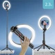Набор для блогера: Трипод - штатив (230 см max. высота) + Кольцевая LED лампа Ring Light (диаметром в 25.5 см) для фото, видео, стрима, селфи / Bluetooth 5.2 пульт / Монопод - селфи палка со светом - изображение 1