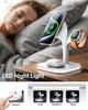 Беспроводная зарядная док станция для айфона складная LEXEGO 15W MagSafe 3в1 зарядка для айфон Apple iPhone Apple Watch AirPods с ночником (3 режима) White U-22W - изображение 4
