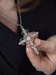 Ланцюжок із кулоном ажурний хрест Fashionn Jewerly зі стразами рожевий колір у корейському готичному стилі y2k аніме (SVS) - зображення 3