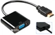 Адаптер Protech HDMI M to VGA F 0.2 м с аудиокабелем 3.5 мм и питанием от USB Black (PH-1422) - изображение 1