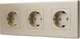 Тройная розетка 1DAL с З/К + Шторки, 3 подрозетника Золотая (P228-STX3.GD) - изображение 1
