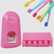 Держатель для зубных счёток с дозатором для зубной пасты Toothpaste Dispenser JX1000 на 5 щеток 12,7 х 6,8 х 6,5 см Розовый - изображение 1