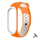 Силиконовый ремешок Nike style для фитнес-браслета Xiaomi Mi Band 3/4 Оранжевый с белым + металическая кнопка (MRKQ0112) - изображение 1