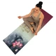 Килимок для йоги Льняний (Yoga mat) двошаровий 3мм Record (розмір 183x61x0,3см, джут, каучук, сірий-рожевий, з принтом Лотос) (FI-7157-4) - зображення 1