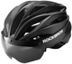 Kask rowerowy Rockbros z szybka, odpinane okulary z ochrona UV Black (5907769373350) - obraz 1
