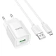 Сітчасте зарядне пристрій Hoco C145A 1USB/18W/QC3.0 + (USB - MicroUSB) Білий - зображення 2