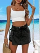 Юбка-шорты джинсовая мини летняя женская SHEIN GD-00211505 27 Черная (DN3012300119542) - изображение 4