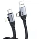 Кабель Foneng X92 4-in-1 (60W) USB/USB-C - USB-C/Lightning (M/M), 1 м, Black (X92-CA-FIO) - изображение 1