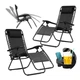 Раскладное кресло-шезлонг LEOBRO Zero Gravity Black 173x64x110 см до 120 кг с подголовником и держателем для туризма отдыха на природе в кемпинге или даче Черный - изображение 1