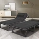 Раскладной шезлонг-кровать с матрасом и подголовником 193x68x30 см до 150 кг LEOBRO для отдыха на природе в кемпинге или даче Темно-серый - изображение 2
