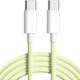 Кабель Foxconn Type-C-Type-C Woven 60W тканинний 1м для швидкого заряджання Apple + ключ для SIM-карти Yellow - зображення 2