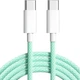 Кабель Foxconn Type-C-Type-C Woven 60W тканевый 1м для быстрой зарядки Apple + ключ для SIM-карты Green - изображение 3