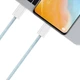 Кабель Foxconn Type-C-Type-C Woven 60W тканинний 1м для швидкого заряджання Apple + ключ для SIM-карти Light Blue - зображення 4