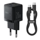 Мережевий зарядний пристрій 20W з кабелем Type-C-Type-C Baseus Palm Fast Charger Type-C/USB чорний (P10111608113-01) - зображення 1