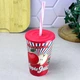 Стакан с трубочкой 0.65 л красный декор Apple Juice Herevin - изображение 2