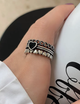 Кільце багатошарове Fashion Jewelry вінтажне із серцем універсальний розмір сріблястий колір (SVS) - зображення 4