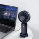 Портативный ручной аккумуляторный мини вентилятор Mini fan XL-880 с подставкой для телефона и дисплеем - изображение 8