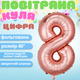 Повітряна куля у вигляді цифри 8 рожеве золото,40 дюймів, фольгована, святкова для дня народження,річниць cifra-pink-8-40 - зображення 1