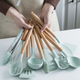 Набір кухонного приладдя із силікону та дерева з підставкою Kitchen Set 12 предметів Бірюзовий (HA-50) - зображення 4