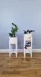Підставки для вазонів та квітів дерев'яні WoodDecor комплект в білому кольорі середня і низька - зображення 1