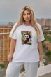 Футболка с наклейкой Лабубу 42-44. Белый - изображение 1