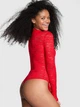 Боди Victoria's Secret WINK LACE LONG-SLEEVE BODYSUIT M Красный (26957314) - изображение 2
