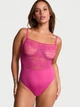 Боди Victoria's Secret Lacie Striped Floral Underwire Bodysuit S Розовый (26932179) - изображение 1