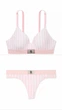 Комплект білизни Victoria's Secret Cotton Lightly Lined Wireless Bra Shine Patch Pretty Blossom Stripes 32C-S - зображення 1