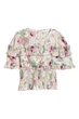 Блузка H&M 0590294 квіти 36 Молочна - зображення 3