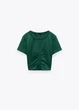 Футболка жіноча Zara T-SHIRT WITH RUCHING GREEN S Зелена (0962\818\500) - изображение 5