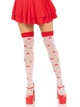 Панчохи Leg Avenue Polka Dot Mushroom Thigh Highs, One Size, біло-червоні, на гумці, малюнок - гриби - зображення 1