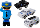 Zestaw samochodzików Lean Toys Wóz policyjny z funkcją garażu + 3 małe autka + figurka policjanta efekty dźwiękowe i świetlne (7537) (5904665996966) - obraz 4